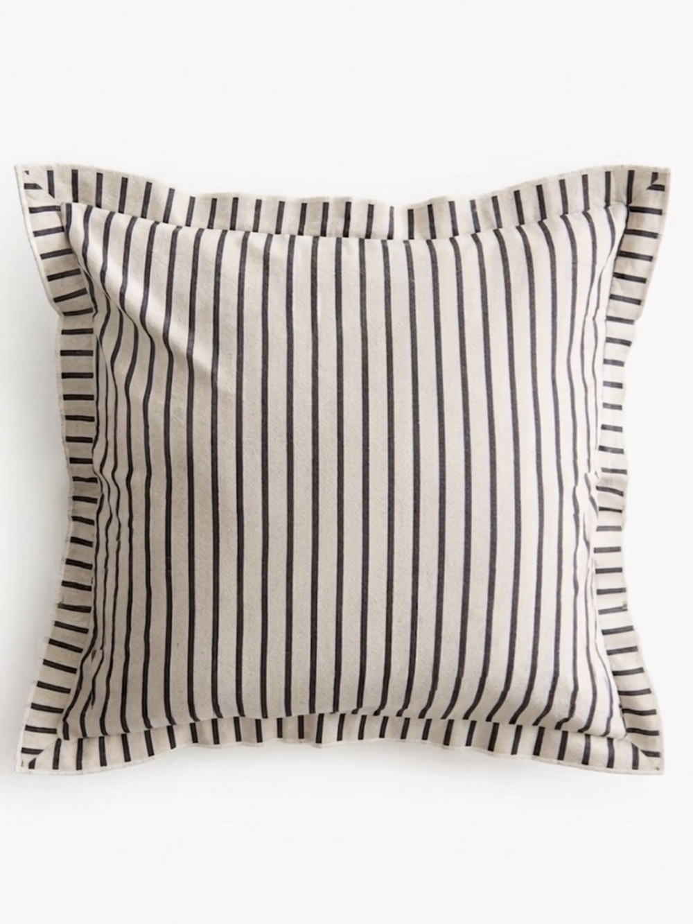 NWT H&M Home Linen Blend Striped Cushion Cover 24x24 Beige Black Pillow Case